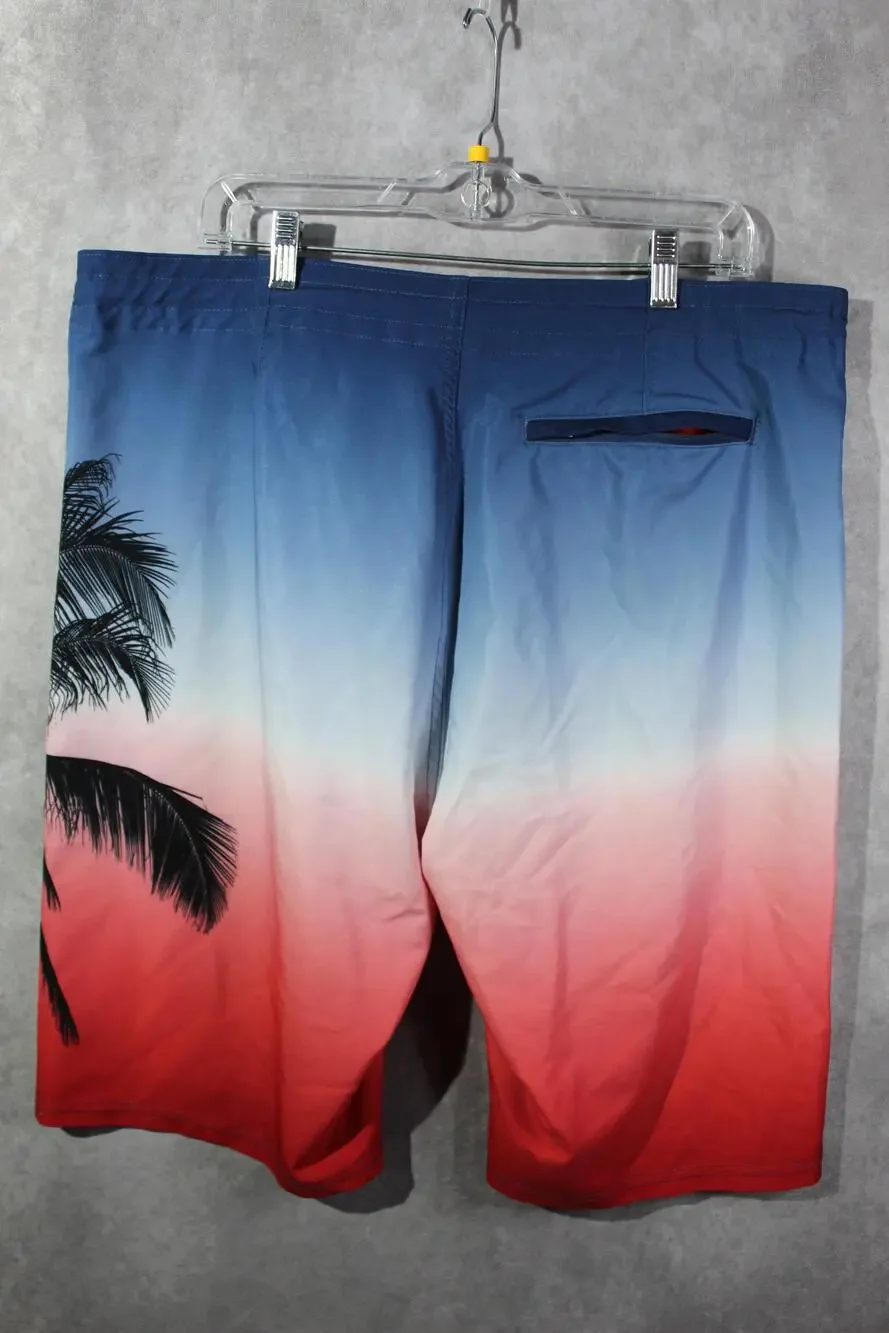 Old Navy Board Shorts Mens 38 Multicolor Ombre Drawstring Lined Pockets Beach